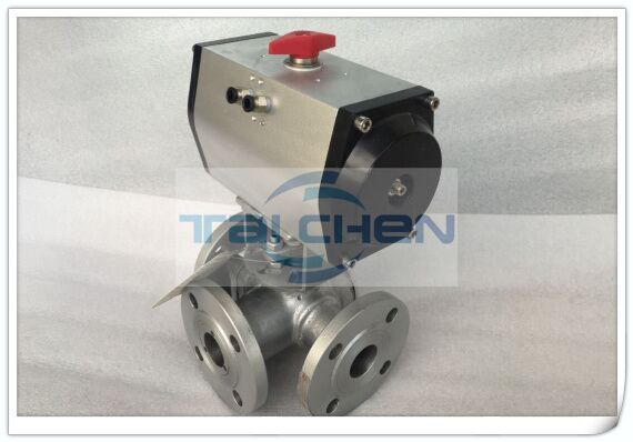 氣動T型三通球閥圖片,Q645F氣動鑄鋼三通球閥實物圖片,上海臺臣閥門廠